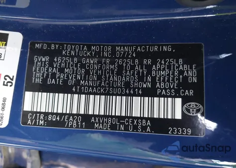 2025 Toyota Camry Se из США, поврежденный, VIN 4T1DAACK7SU034414